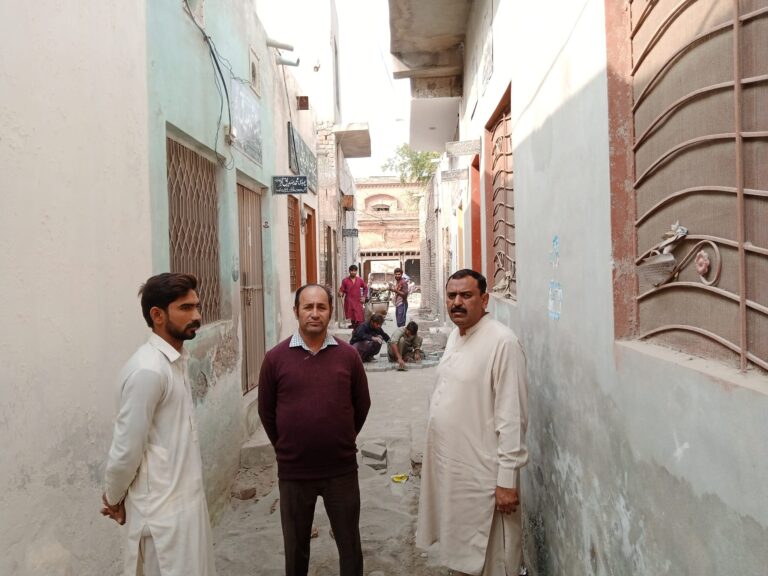 President of the DBA Sargodha Syed Mohsin Raza is monitoring the ongoing bricks installation work at the bar.